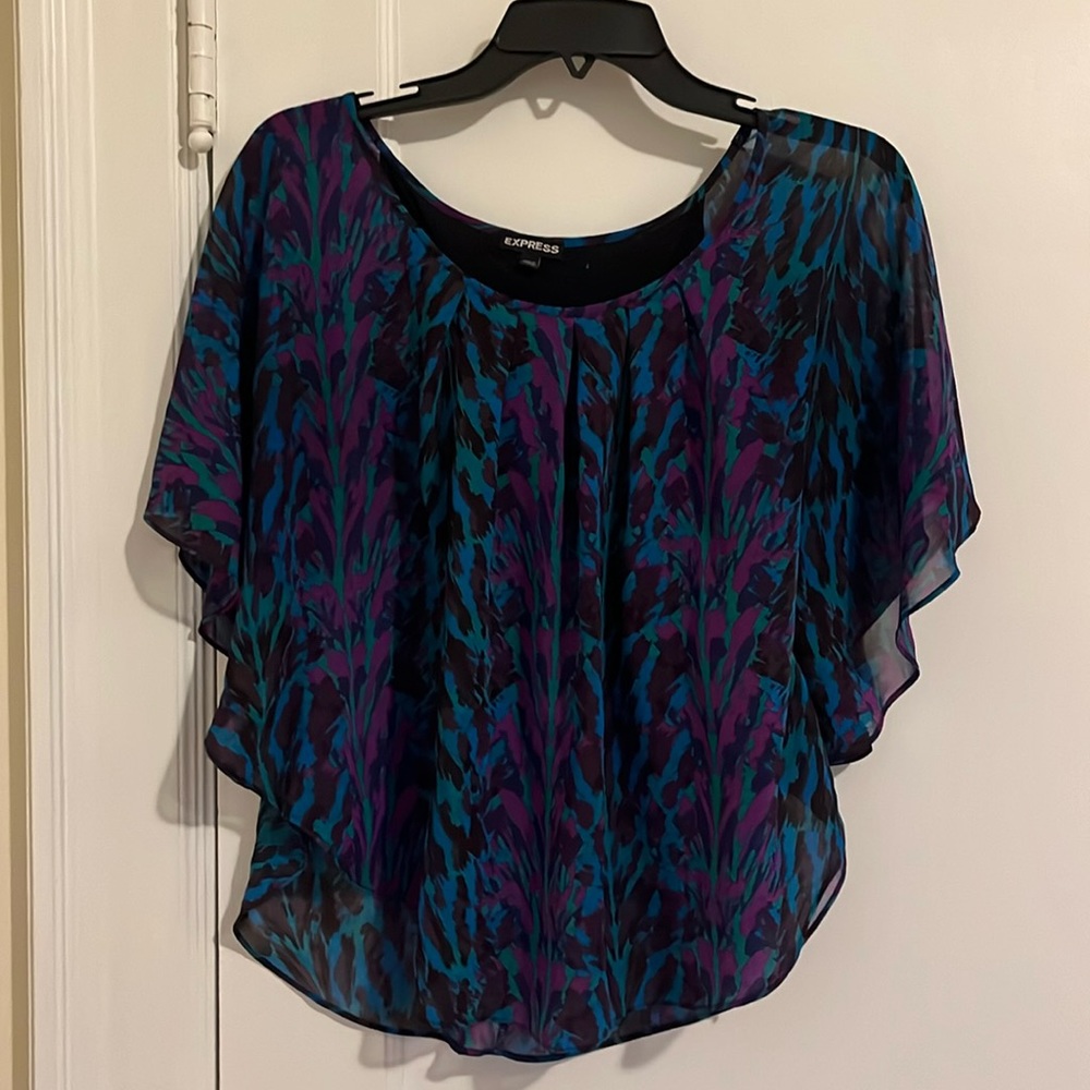 Express flowy shirt with butterfly sleeves, women’s S/P